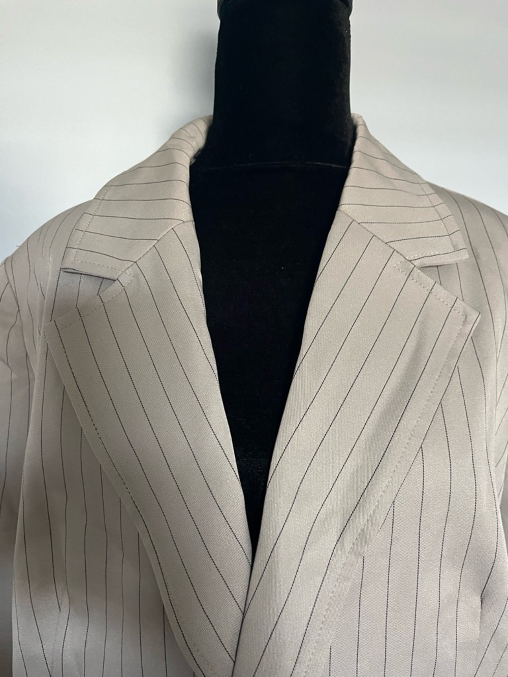 NWT Aaron & Amber Striped Beige Double-Breasted Women's Blazer - Picture 4 of 7